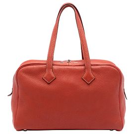 Hermès Red Clemence Victoria II 35 Rot