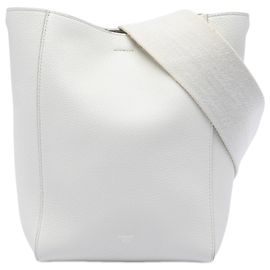 Céline Bolsa bucket Seau Sangle em couro de bezerro granulado macio branco Celine Small Branco