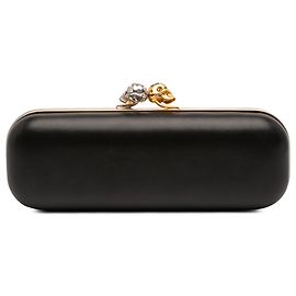 Clutch longa bicolor de couro preto com skull duplo Alexander McQueen Outro