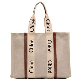 Chloé Beige Large Canvas Woody Tote Beige