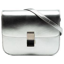 Céline Celine Silver Medium Calfskin Classic Box Prata