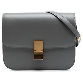 Céline Celine Gray Medium Calfskin Classic Box Marrom Cinza antracite