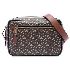 Bolsa de câmera Burberry Brown TB Monogram E-Canvas Marrom