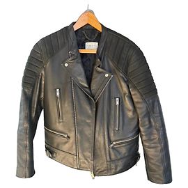 Sandro Paris Leather Biker Jacket Black