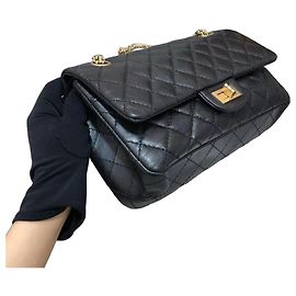 Chanel 2.55 Piccola Borsa a Catena in Pelle Matelassé Nera Nero