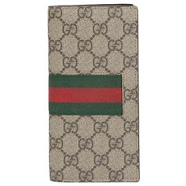 Gucci Web Stripe Long Wallet Brown