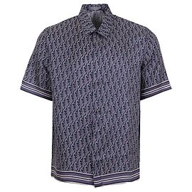 Dior Oblique Kurzarmhemd aus Seide Blau