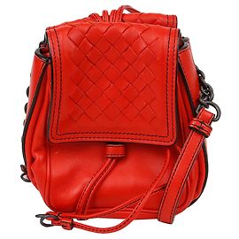 Bottega Veneta Bolsa transversal de aba dupla Intrecciato Vermelho