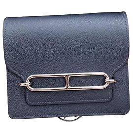 Hermès Roulis Slim Wallet in Blue Leather Blue