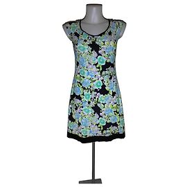 Vestito estivo Blumarine floreale nero e blu Multicolore