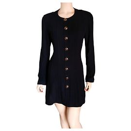 Chanel Vintage Navy Blue Wool Jacket Dress Navy blue