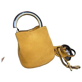 Marni Bolsa Bucket em Couro Amarelo Amarelo