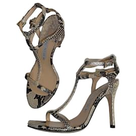 Luciano Padovan Python Leather High Heel Sandals Beige