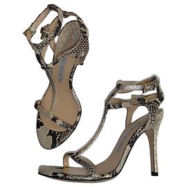 Sandales à talons Luciano Padovan en cuir python Beige