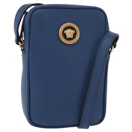 Borsa a Spalla VERSACE in Pelle Blu e Oro Auth 178510A Blu D'oro