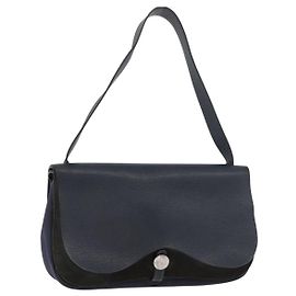 Hermès HERMES Sac Colorado MM Shoulder Bag Leather Navy Silver Auth bs34970V Argenté Bleu Marine