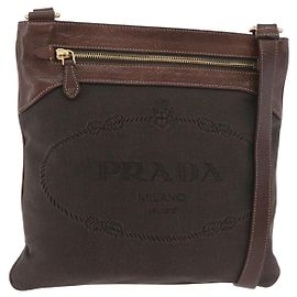 Borsa a tracolla PRADA Tela Marrone Oro Auth 177488A Marrone D'oro