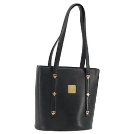 Borsa Tote MCM in pelle nera e oro Auth BA12413A Nero D'oro