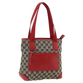 Borsa Tote GUCCI GG Canvas Navy Silver 019 0402 3754 Auth 178006 Argento Blu navy