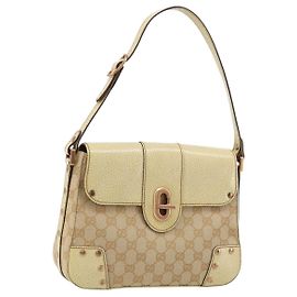 Borsa a Spalla GUCCI GG Canvas Beige Oro Auth 177967A Beige D'oro