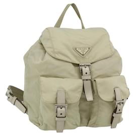 PRADA Backpack Nylon Ivory Silver Auth am11437 Silvery Cream