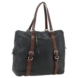 PRADA Tote Bag Leather Black Silver Auth 178161 Black Silvery