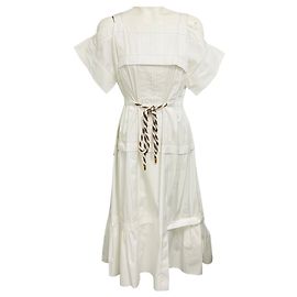 Vestido midi de algodão com ombros descobertos branco Peter Pilotto Branco