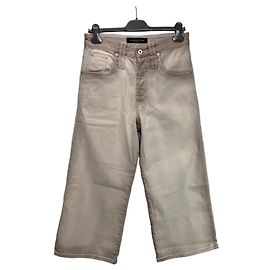 Autre Marque Federico Cina Jeans de perna larga cropped em algodão bege Bege