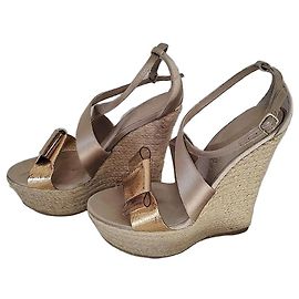 Sandali con zeppa Burberry in seta beige Beige