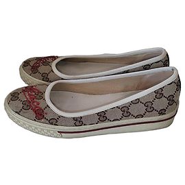 Gucci GG Supreme Canvas Ballettschuhe Beige