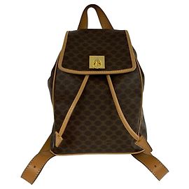 Céline Celine Vintage Macadam Blazon Triomphe Leather Backpack Brown
