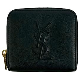Portefeuille pliable en cuir noir Yves Saint Laurent Noir