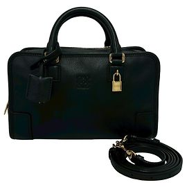 Loewe Amazona 23 Anagram Logo Leather Handbag Black