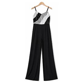 American Retro Sequin Embellished Jumpsuit Black Metallic