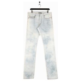Dior Homme by Hedi Slimane SS07 Ice Blue Bleach Distressed Denim Jeans White