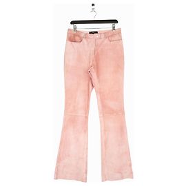 Gucci by Tom Ford 1990s Suede Leather Flared Bootcut Pants Pink