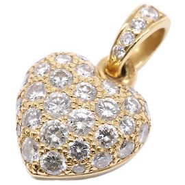 Pendentif Cœur Serti de Diamants Cartier 750YG Doré