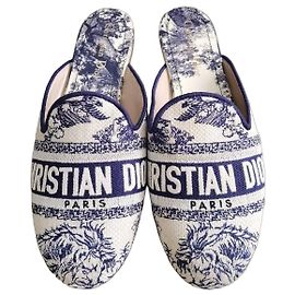 Christian Dior Toile de Jouy Off Mules Blue