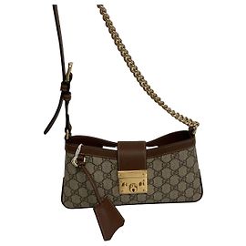 Gucci Bolsa Padlock em tela GG Supreme e couro Marrom Bege