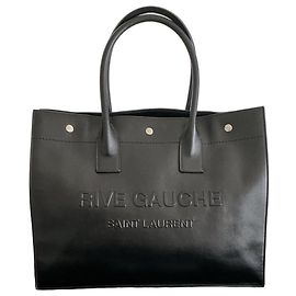 Saint Laurent Rive Gauche Sac Cabas en Cuir Noir Noir