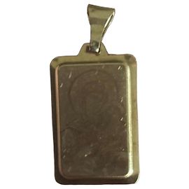 Autre Marque Goldener rechteckiger Anhänger 585 Gelb