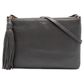 Bolsa transversal Teen Monogram em couro cinza Saint Laurent Marrom Cinza antracite