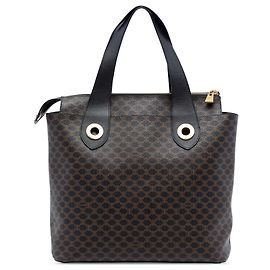 Céline Celine Brown Macadam Coated Canvas Tote Brown Dark brown