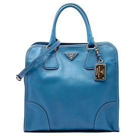 Cabas de shopping Prada Blue Saffiano Lux Bleu