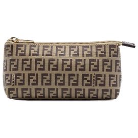 Pochette Fendi en toile Zucca marron Marron