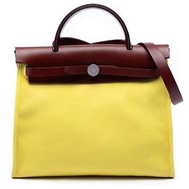 Hermès Yellow Toile Herbag Zip 31 Altro Bordò