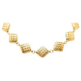 Chanel Gold CC vergoldete gesteppte Diamond Halskette Golden
