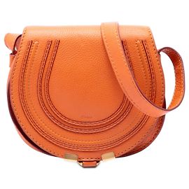 Chloé Marcie Saddle Crossbody en piel granulada naranja Small Naranja