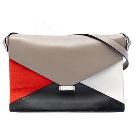 Céline Borsa a tracolla Celine in pelle multicolore e crine di cavallo con diamanti Marrone