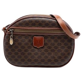 Céline Celine Sac bandoulière en toile enduite Macadam marron Marron Marron foncé
